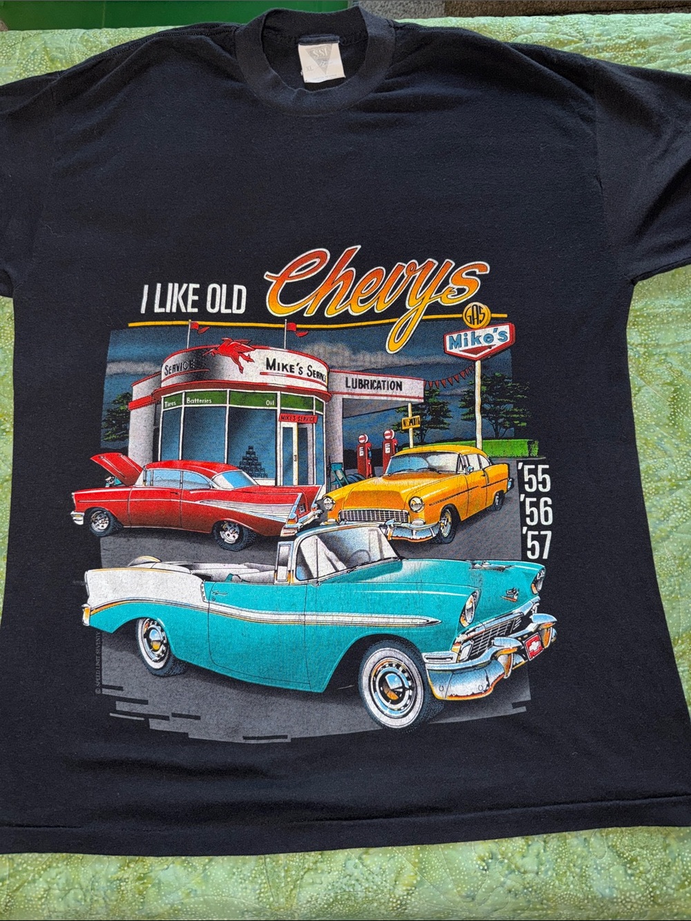 Vintage 80’s Single stitch Blk Tee “I Like Old Chevys” ‘55 ‘56 ‘57 Mikes service